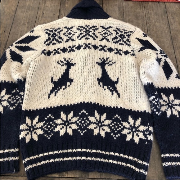 Lorenzo Magni Deer reindeer snowflake Cardigan Sweater Alpaca Wool made in Italy - Picture 2 of 10